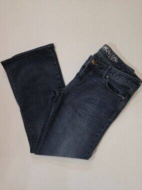 Express Stella Regular Fit Low Rise Bootcut Jeans Womens 10 Dark Wash Blue Denim